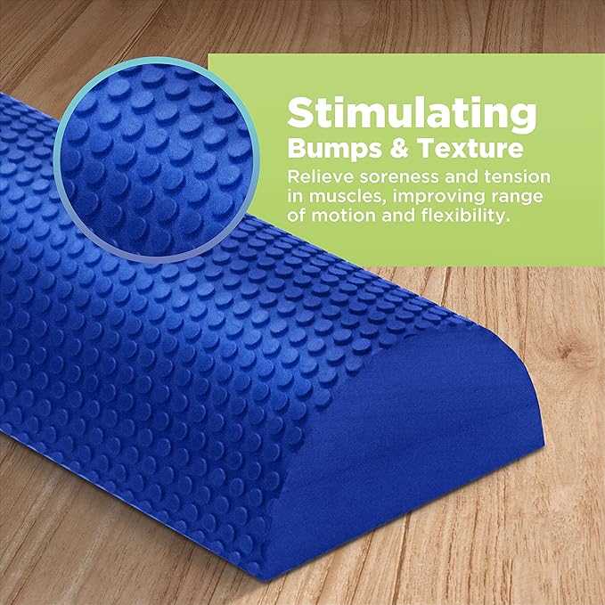 Bean Products High-Density EVA Foam Rollers | Deep Tissue Massager | Myofascial Release Textured Bumps | 18” Half Roller | Made in The USA