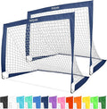 GoSports 4 x 3 ft Portable Soccer Goals for Kids - 13 Colors - Set of 2 Team Tone Pop Up Nets for Backyard