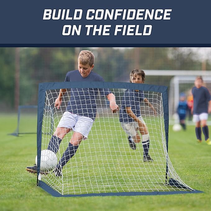 GoSports 4 x 3 ft Portable Soccer Goals for Kids - 13 Colors - Set of 2 Team Tone Pop Up Nets for Backyard