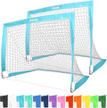 GoSports 4 x 3 ft Portable Soccer Goals for Kids - 13 Colors - Set of 2 Team Tone Pop Up Nets for Backyard