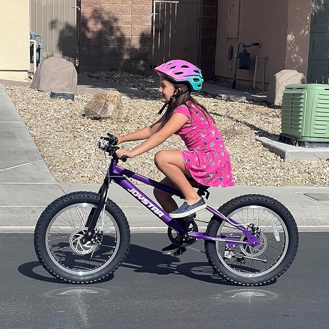 JOYSTAR 20 Inch Mountain Bike for Kids Ages 7-12 Year Old, 3-Inch Wide Knobby Tires, 7 Speed Shimano Drivetrain, Disc Brakes, Fat Tire Kids Bicycles for Boys Girls