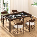 MUPATER Solid Wood Board Game Table with 58” x 33” Gaming Space and Removable Table Top, Modular Game and Dining Table for Adults, Includes Cup Holders and Leatherette Play Mat