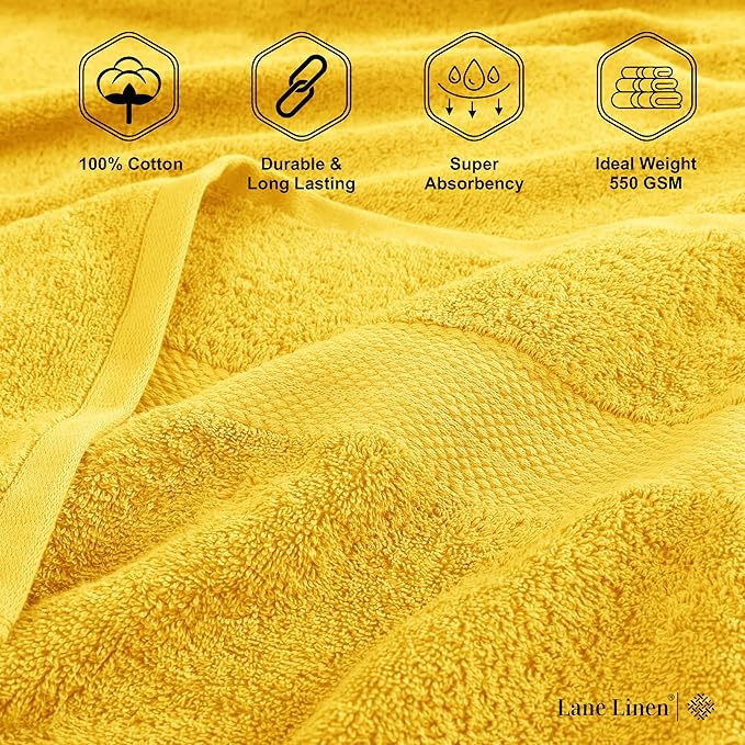 LANE LINEN 100% Cotton Bath Sheets Set of 4 (35"x66") - Ring Spun Cotton Extra Large Bath Towels Set - Quick Dry, Soft & Absorbent Oversized Towel Sets - Holds Well After Multiple Washes - Mimosa