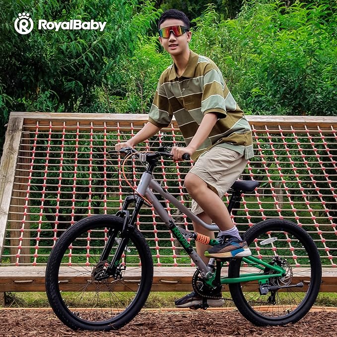 RoyalBaby Kids Mountain Bike for Boys and Girls, Ultra-Light Aluminum 20-24 Inch Wheel Bicycle for 6-14 Years Old Children, 7/21-Speeds Drivetrain