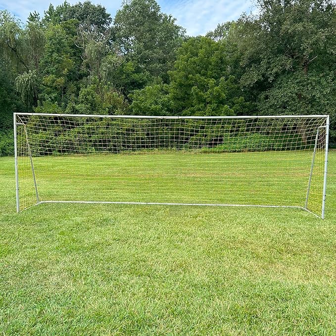 Pass Official Size 24X8X5 Ft. Steel Soccer Goal. Heavy Duty with Two NETS. Regulation Size. Professional Portable Practice Training Aid. 2" Diameter Frame. One Year Warranty. (2 NETS+One Goal).