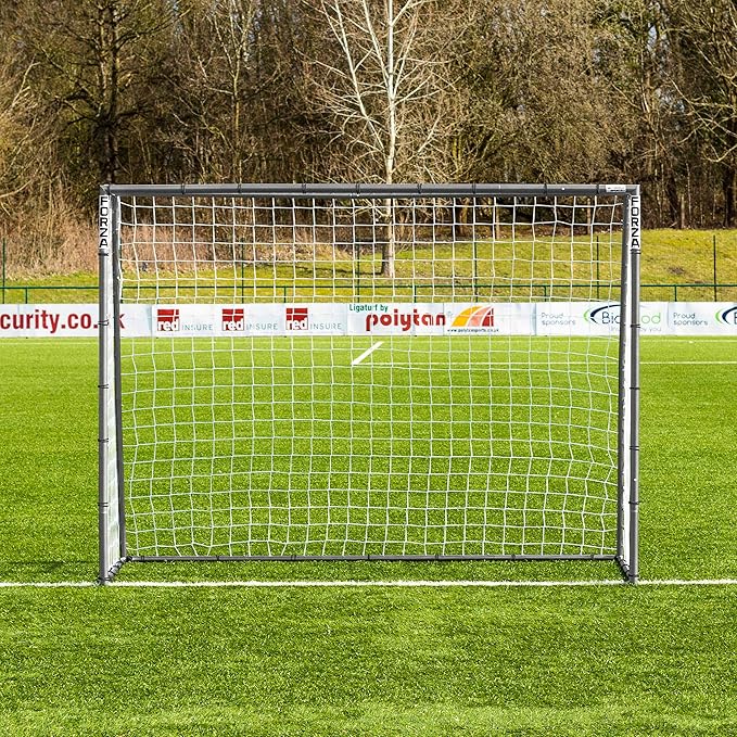 FORZA Steel42 Soccer Goals | Ultra Tough Steel Goal [6 Sizes] | Regulation Size, Weather-Resistant, Portable with Ground Stakes & Optional Rebound Kit