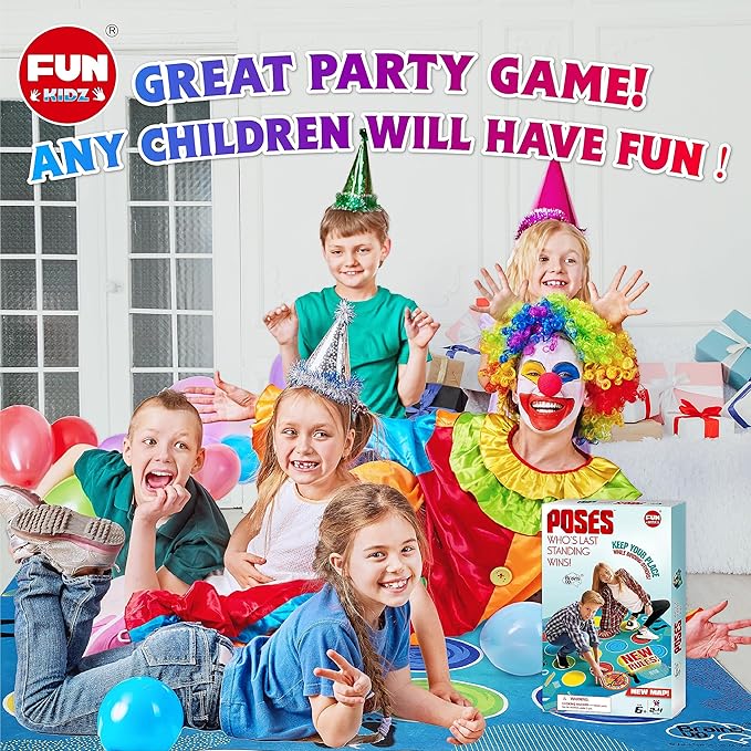 Classic Twist Poses Floor Game, FunKidz Giant Mat Party Games for Kids Adults Bigger Size Family Indoor and Outdoor Activity for Boys Girls Gift